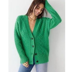 J. Crew chunky knit green cardigan